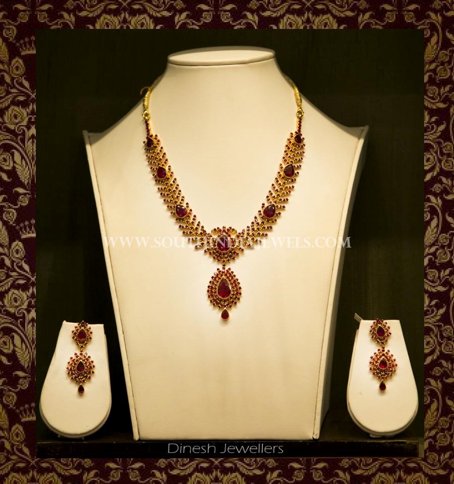 Gold Ruby Necklace From Dinesh Jewellers