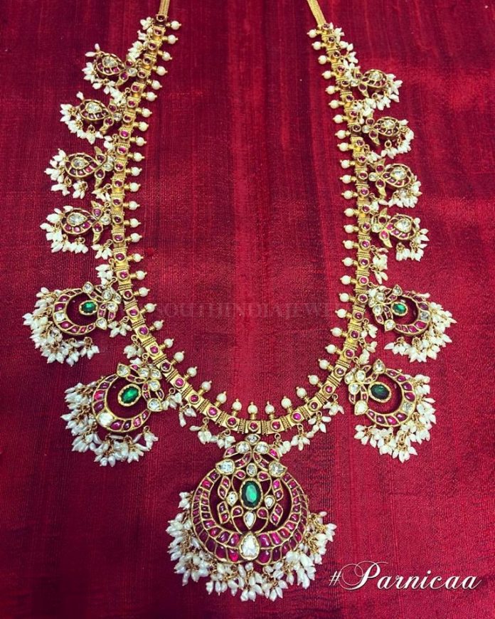 Classic Gold Antique Necklace From Parnicaa - South India Jewels