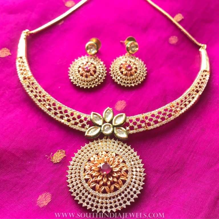 Gold Plated Stone Attigai Set