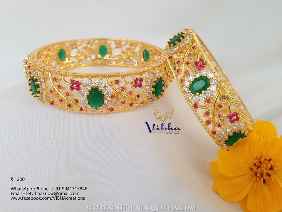 Gold Plated Stone Bangle From Vibha