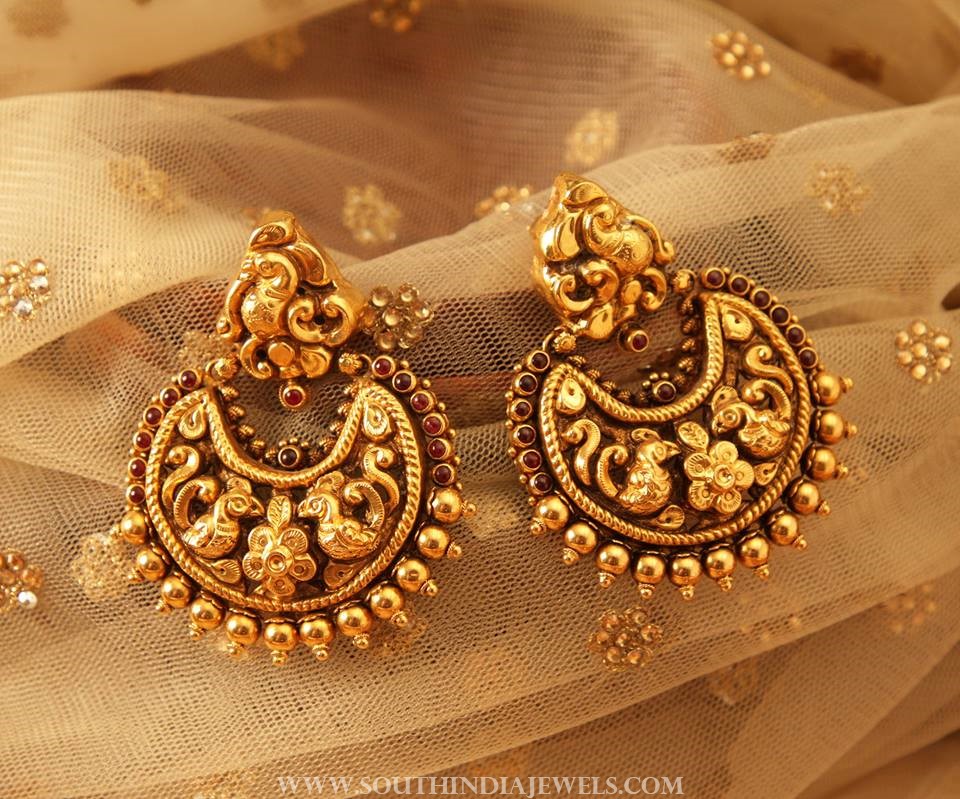 Gold Antique Chandbali From Manubhai Jewellers