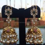 Gold Antique Jhumka From Manjula Jewels
