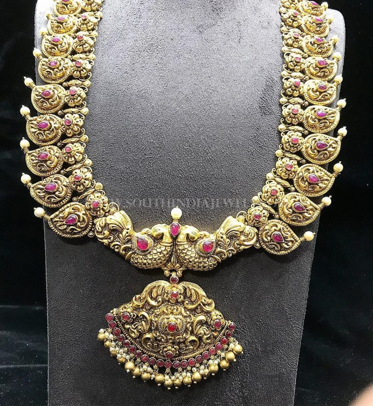 Gold Antique Peacock Haram From P.Satyanarayan & Sons