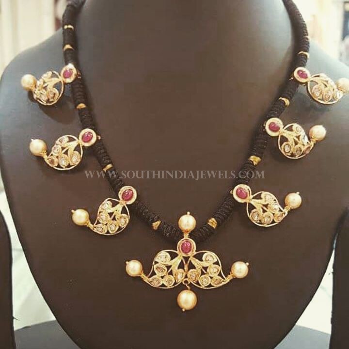 Gold Black Thread Necklace From Manjula Jewels