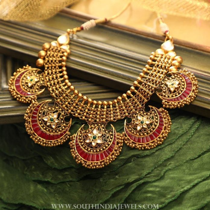 Gold Bridal Necklace From Manubhai Jewellers - South India Jewels