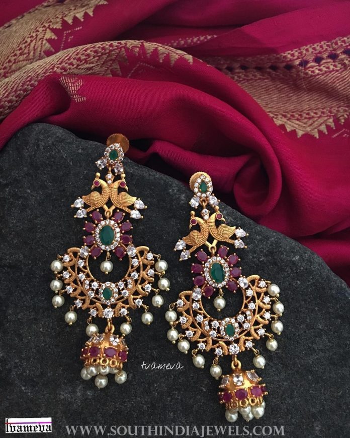Gold Plated Antique Earrings From Tvmeva - South India Jewels