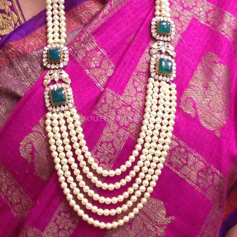 Pearl Haram With Emerald Side Locket
