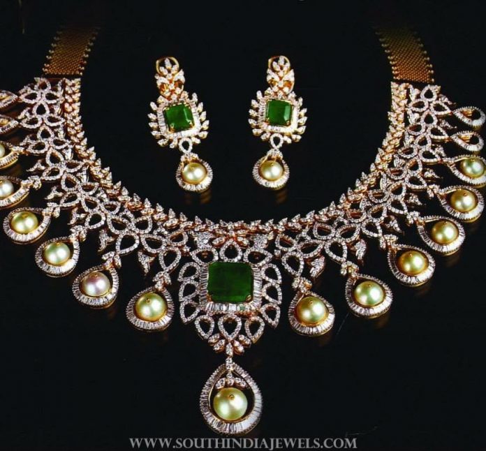 Diamond Emerald Set From Manjula Jewels - South India Jewels