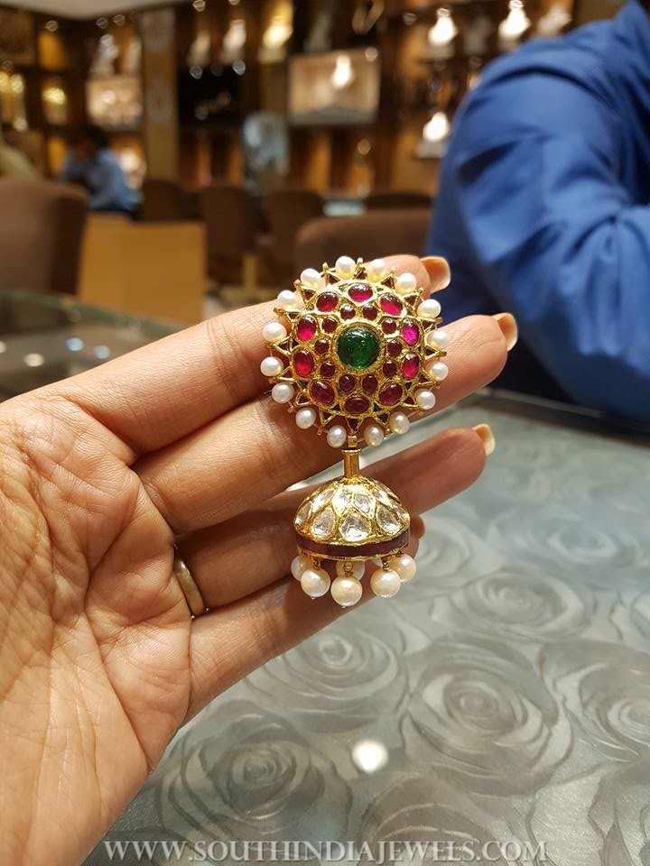 Pearl Kundan Jhumka From Bhavani Jewellers
