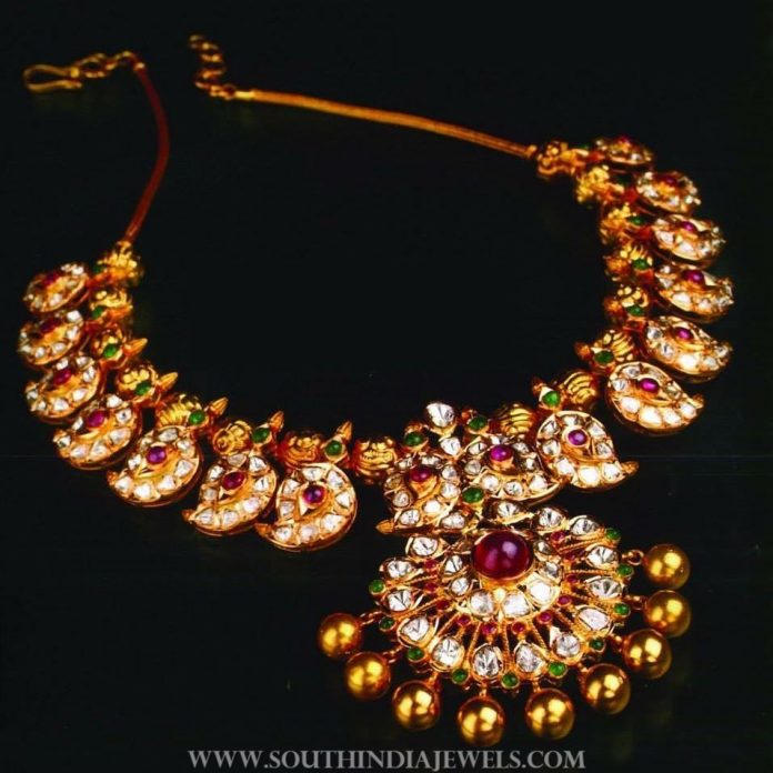 Gold Antique Mango Necklace From Manjula Jewels - South India Jewels