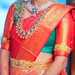 Jewellery Idea For Bright Red Silk Saree