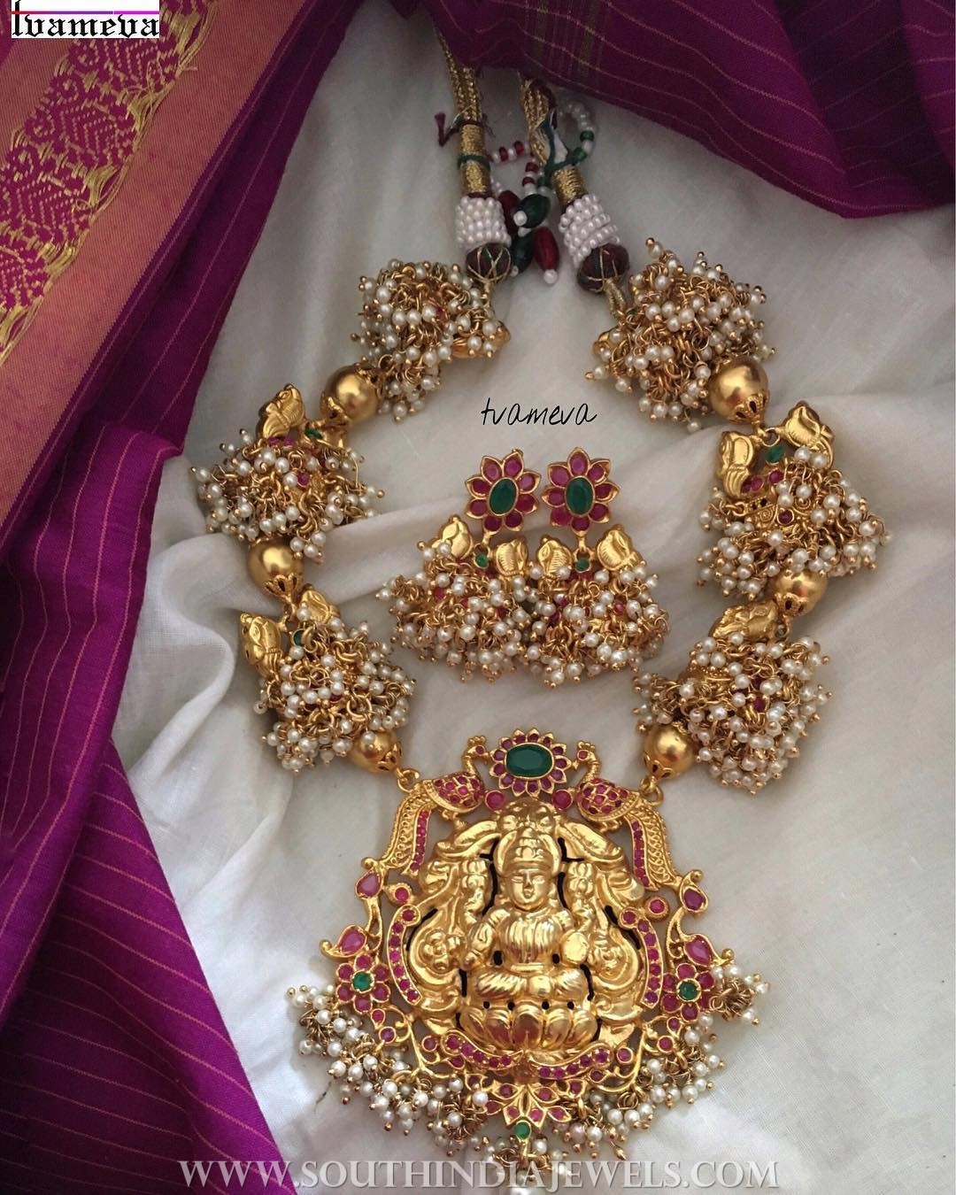 Gold Plated Temple Necklace Set From Tvameva