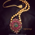 Short Pearl Mala With Ruby Pendant