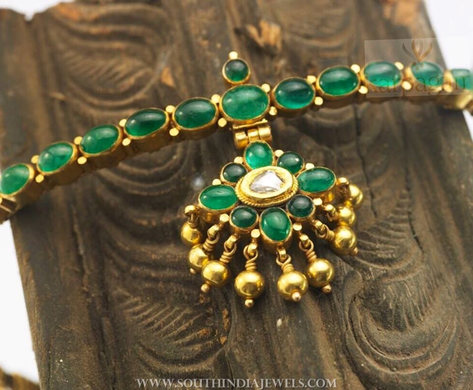 Traditional Emerald Attigai From Karpagam Jewellers