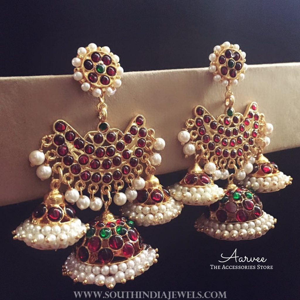 Bold Kemp Jhumka From Aarvee - South India Jewels