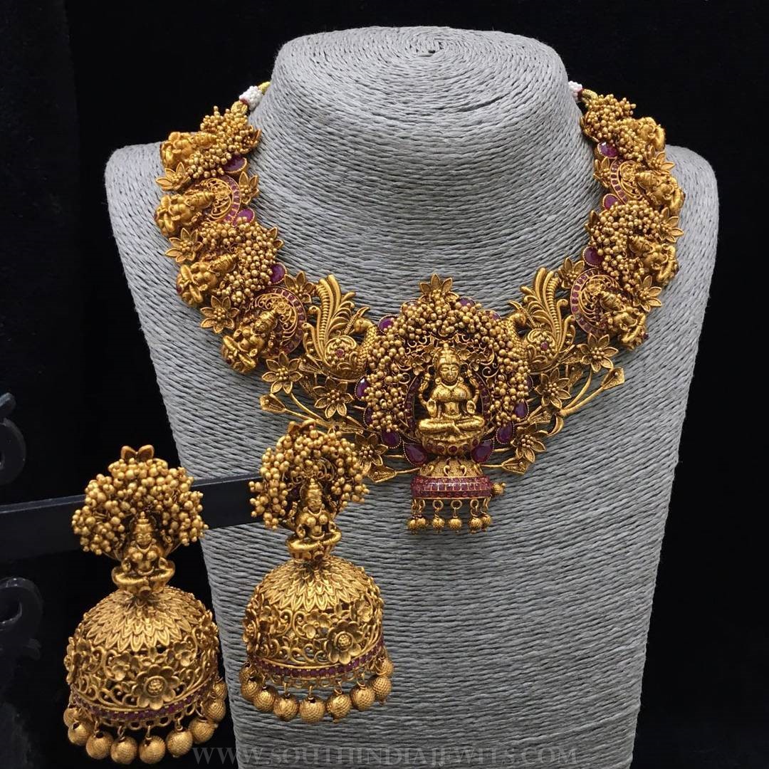 Bold Bridal Temple Necklace Set - South India Jewels