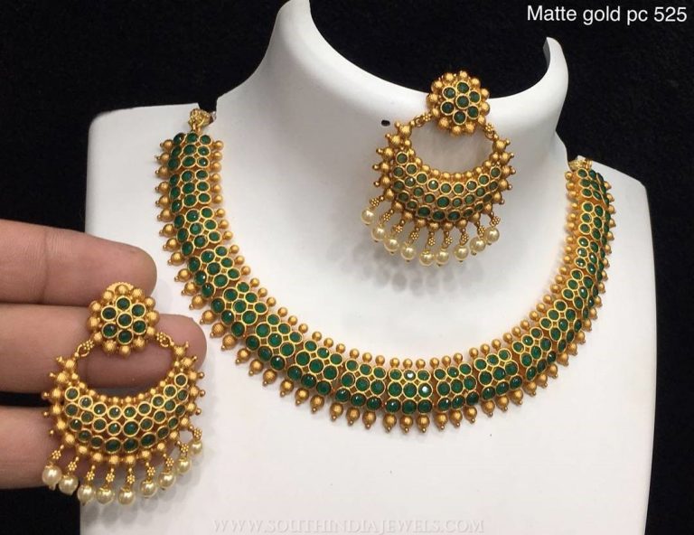 Green Choker Set From Alamkara - South India Jewels