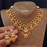 One Gram Gold Stone Necklace Set From Kruthika Jewellery