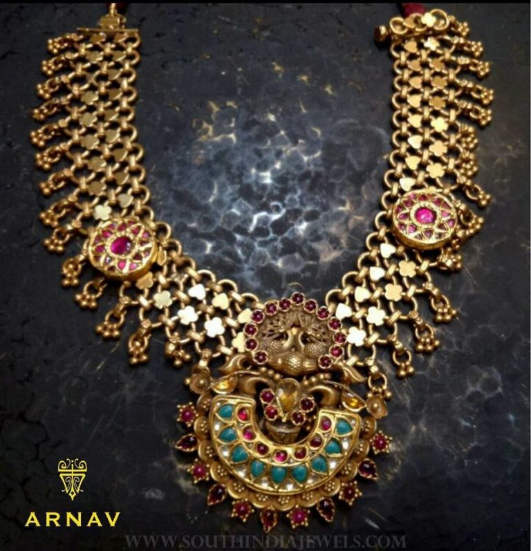 Beautiful gold antique necklace model arnav