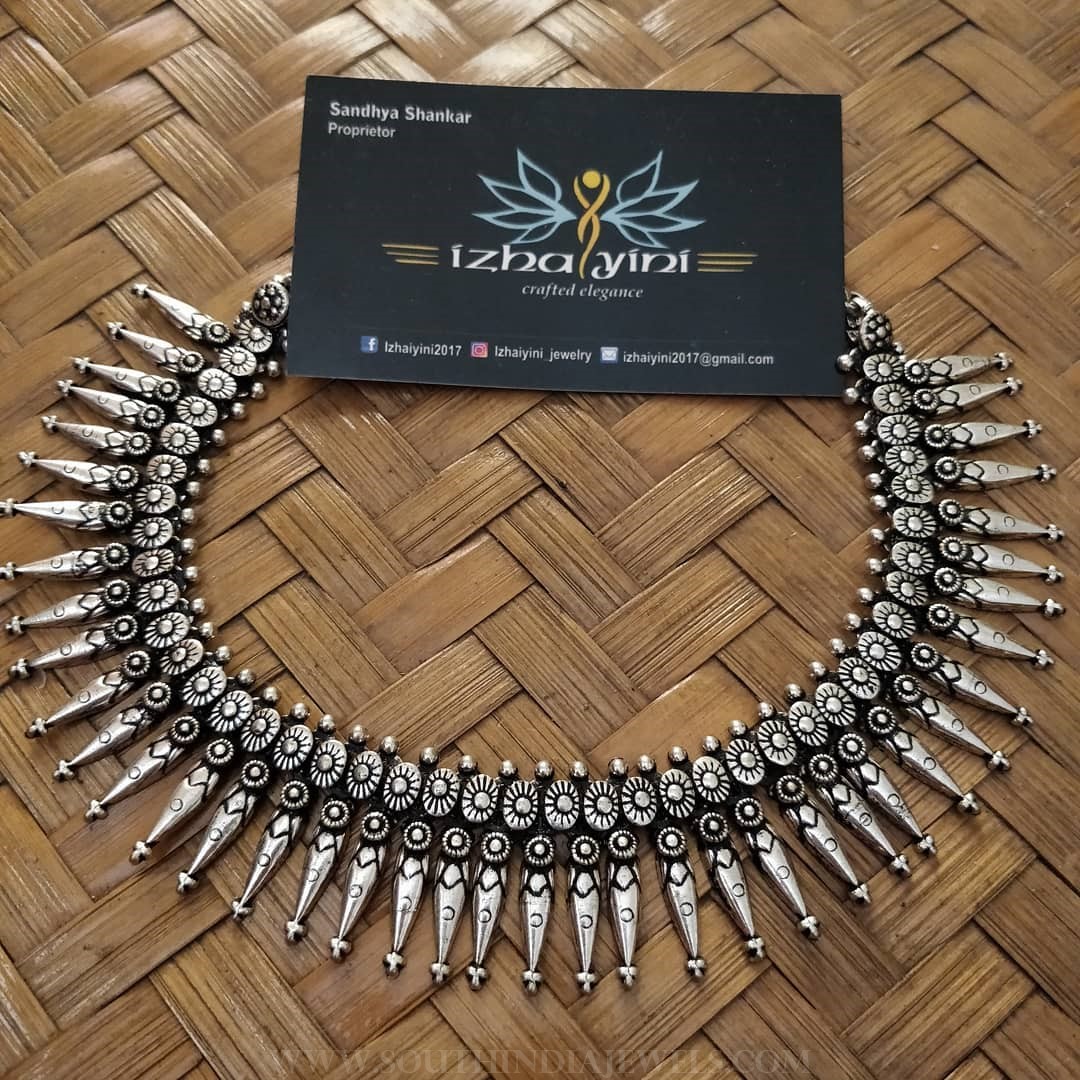 German silver spike necklace set Izhaiyini