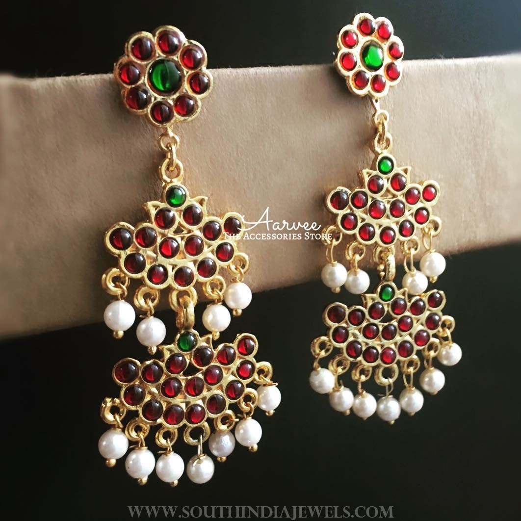 Beautiful Kemp Earrings From Arvee - South India Jewels