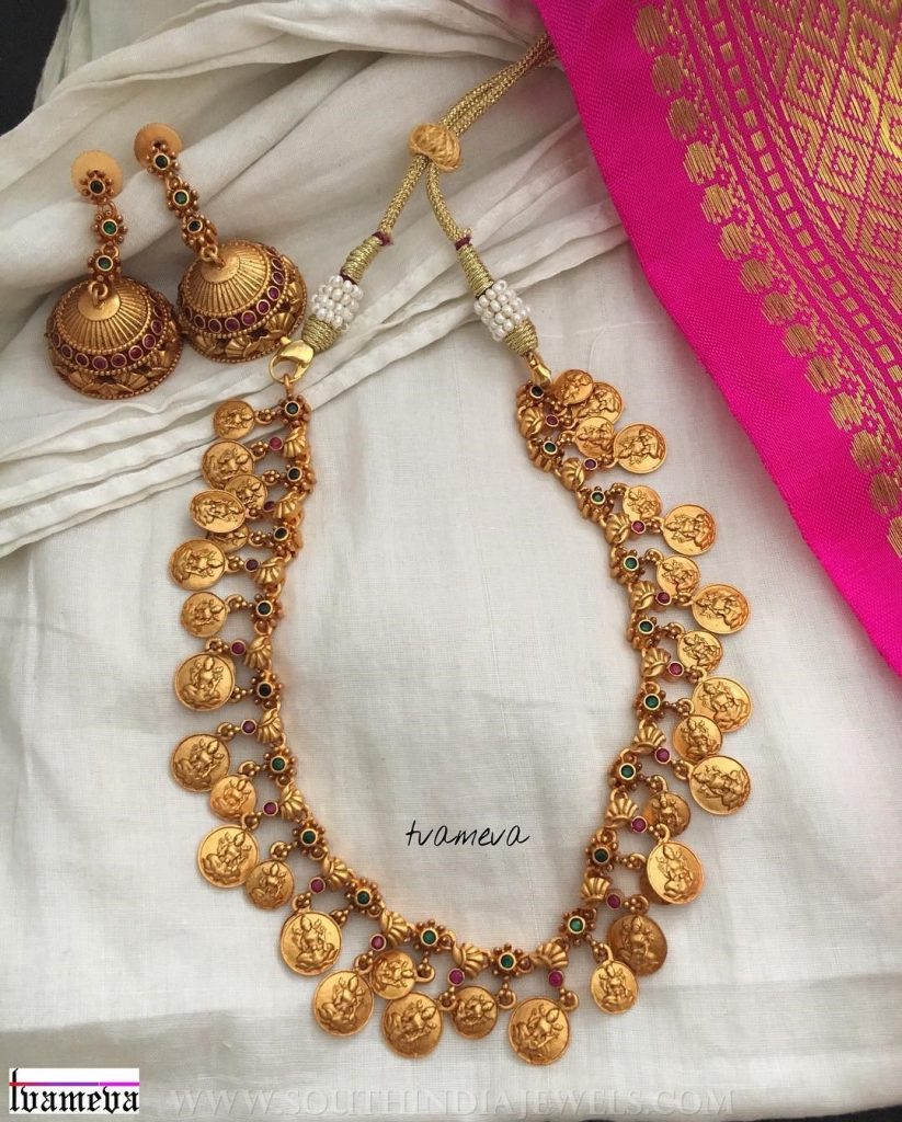 Matt Finish Coin Necklace From Tvameva - South India Jewels