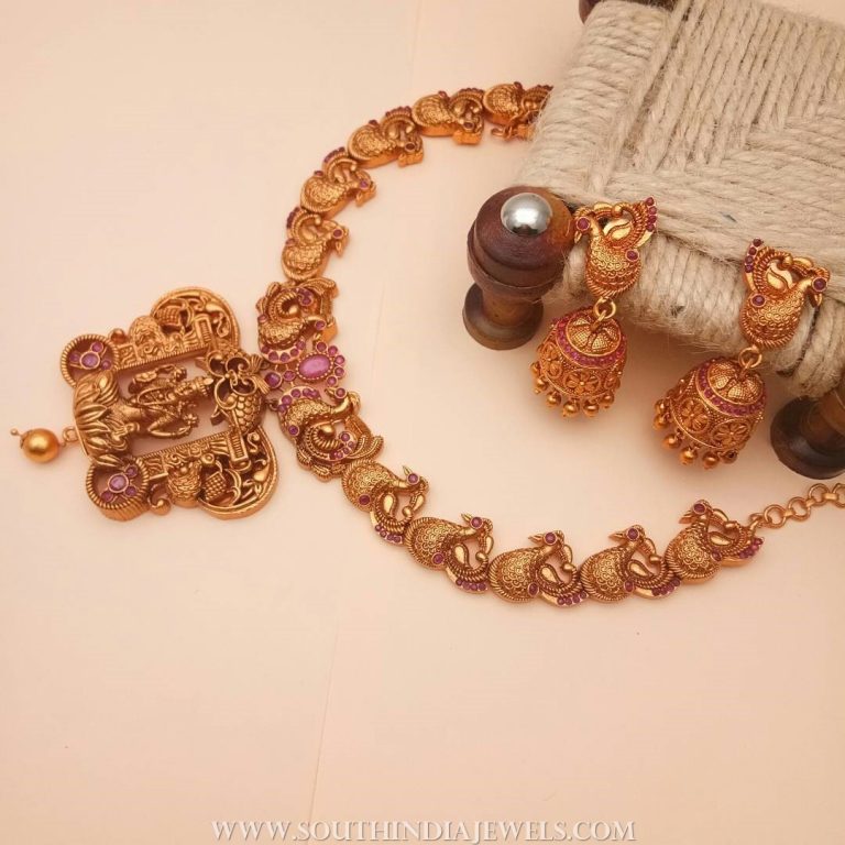 1 gram gold matt finish necklace set kimigirlindia
