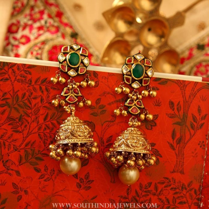 22 K Gold Jhumka From Manubhai Jewels - South India Jewels
