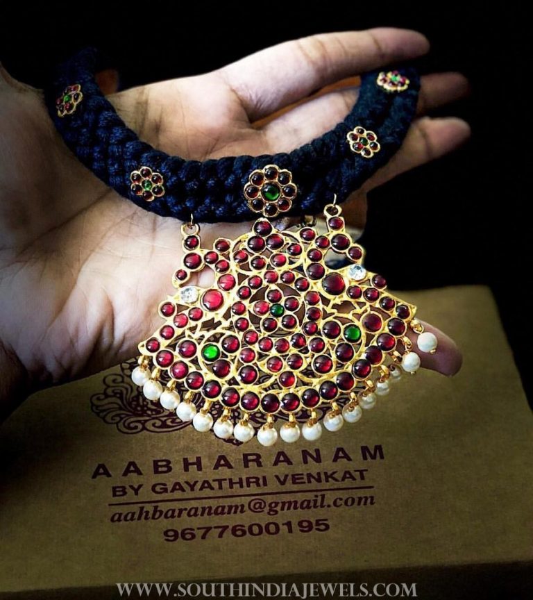 Black threaded kemp necklace abharanam