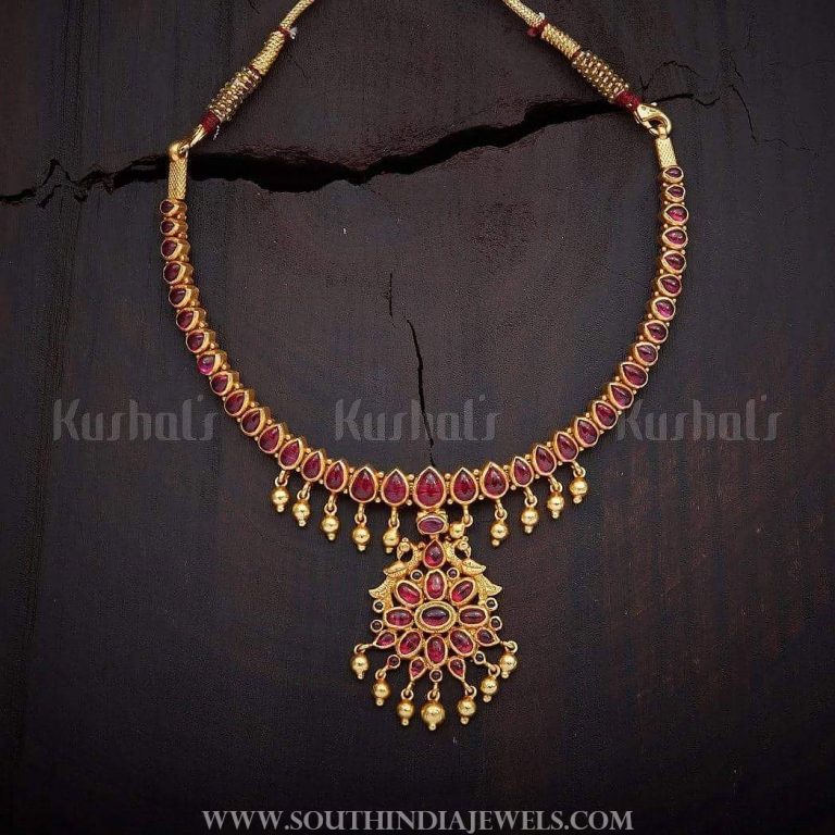 Gold Plated ruby attigai kushalsfashionjewellery