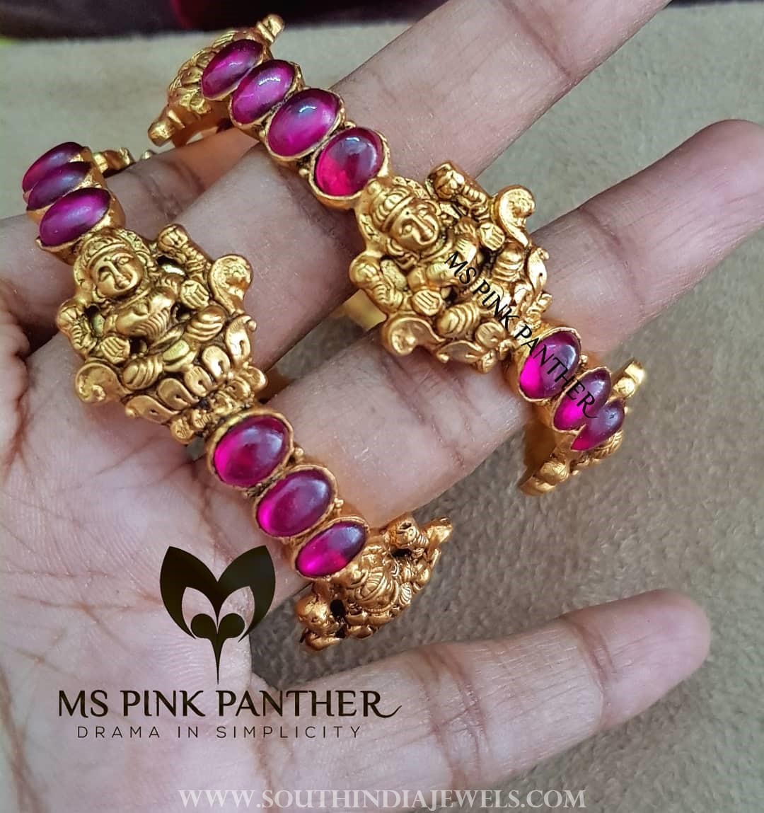 Gold plated antique ruby bangle ms pink panthers