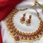 Gold Plated Ruby Pearl Necklace Set From Emblish Coimbatore