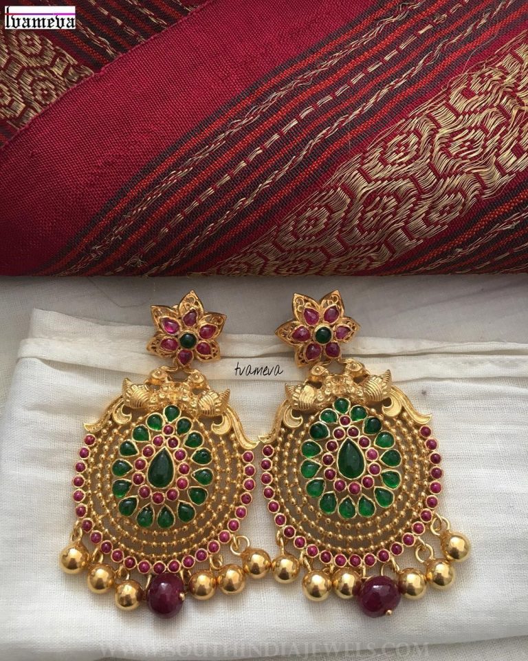 Royal gold plated stone earrings tvameva