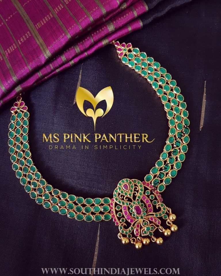 Gold plated emerald attigai ms pink panther