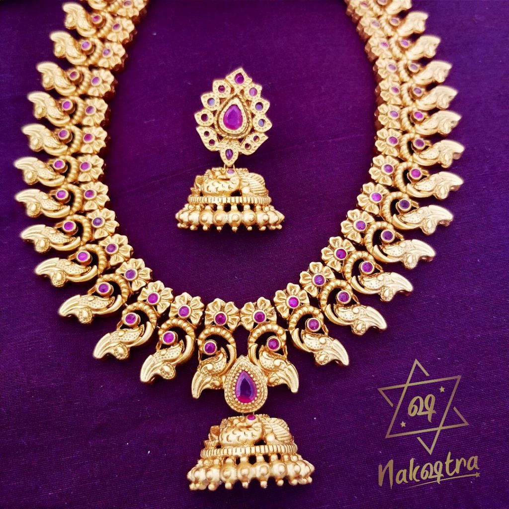 Half Jhumka Matte Ruby Set From Nakshatra By Sha - South India Jewels