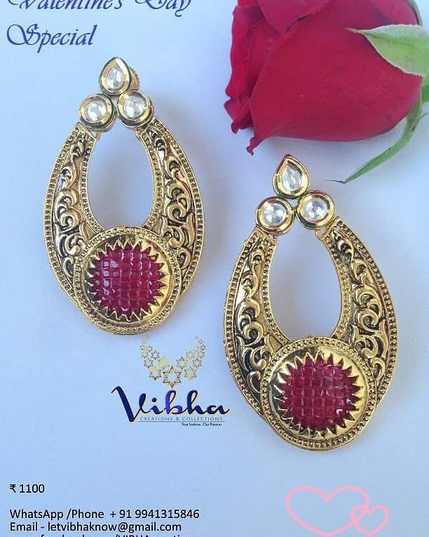 Stunning Kundan square cut ruby balis Vibha Creations