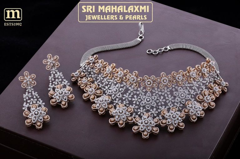 Attractive Diamond-Necklace From Mahalakshmi Jewellers and Pearl