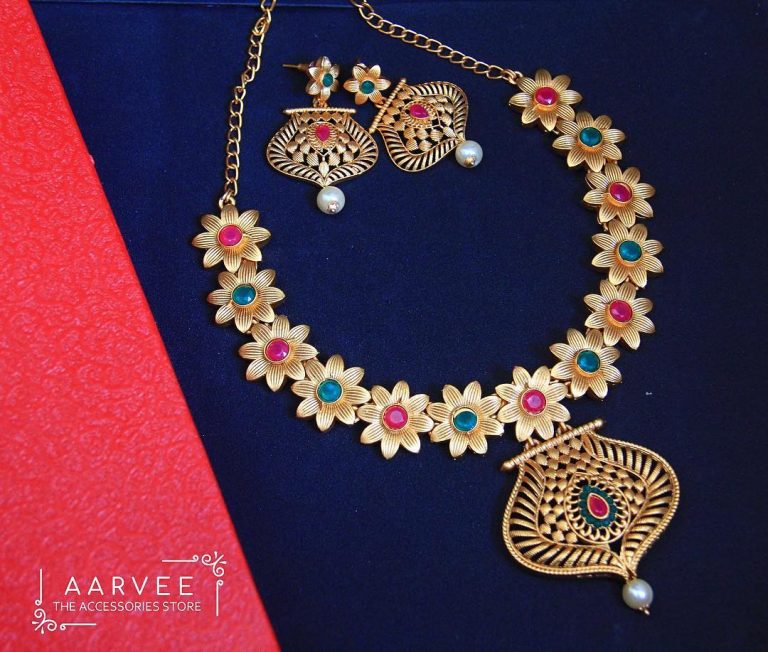 Gorgeous Floral Necklace Set From Aarvee
