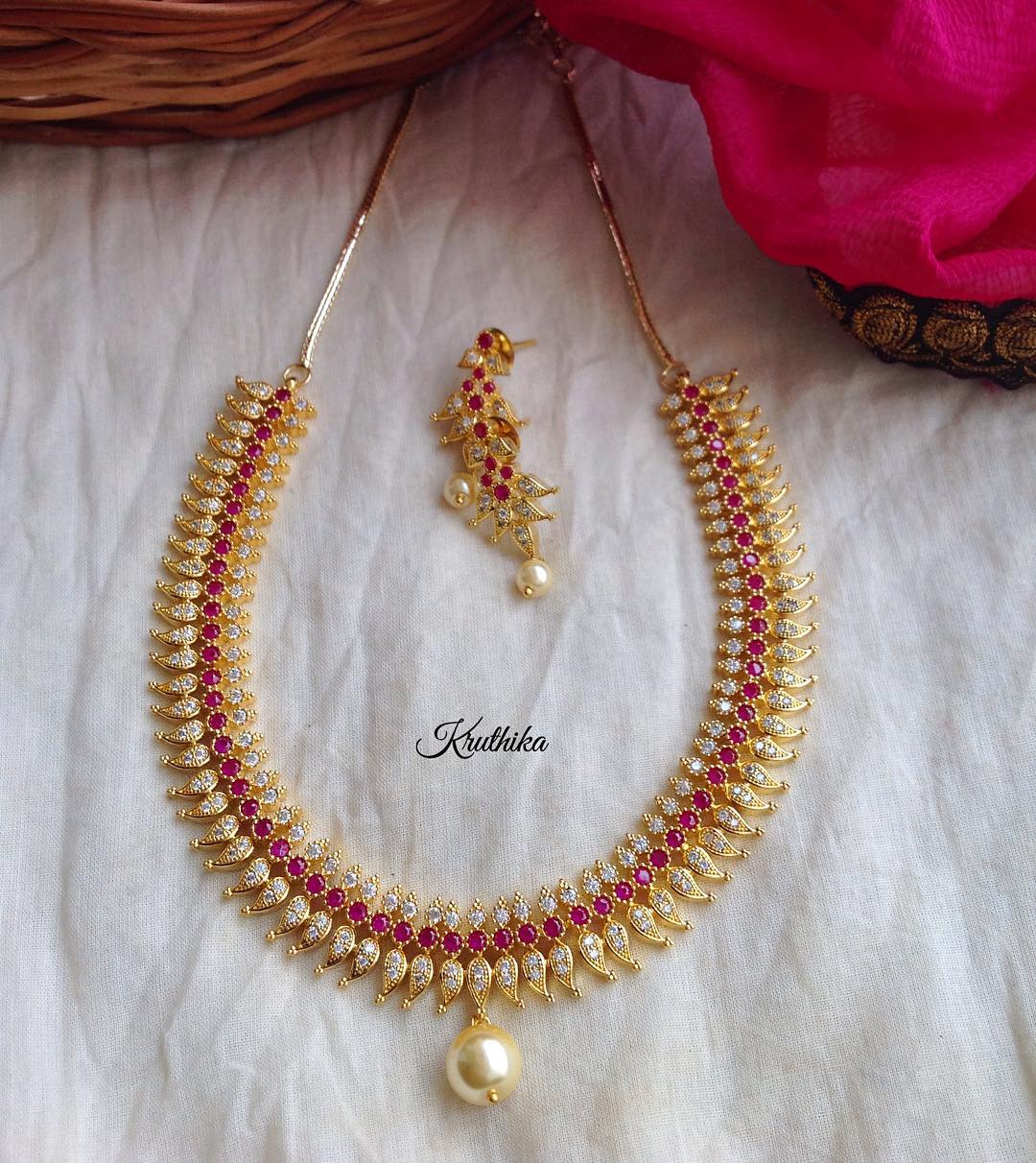 Gold Like AD Mango Choker From Kruthika Jewellery - South India Jewels