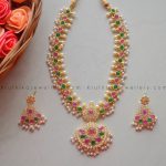 Gold Finished Ruby Emerald CZ Necklace
