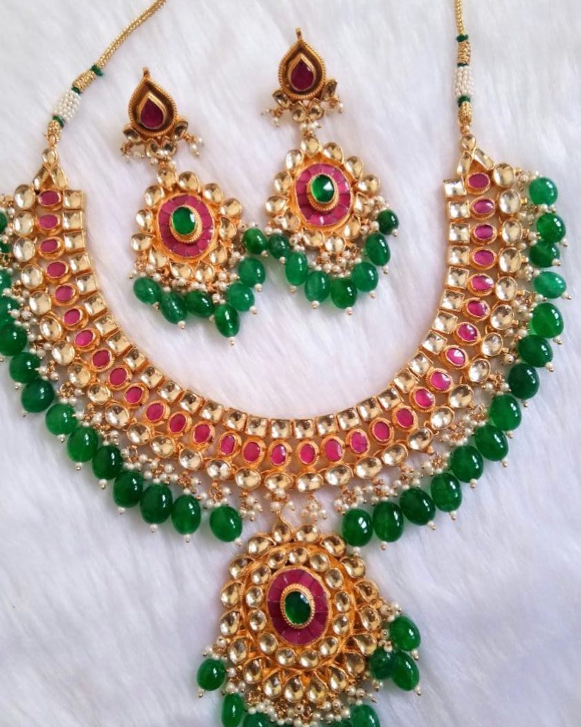 Green Crystal Beads Necklace From Bandhan