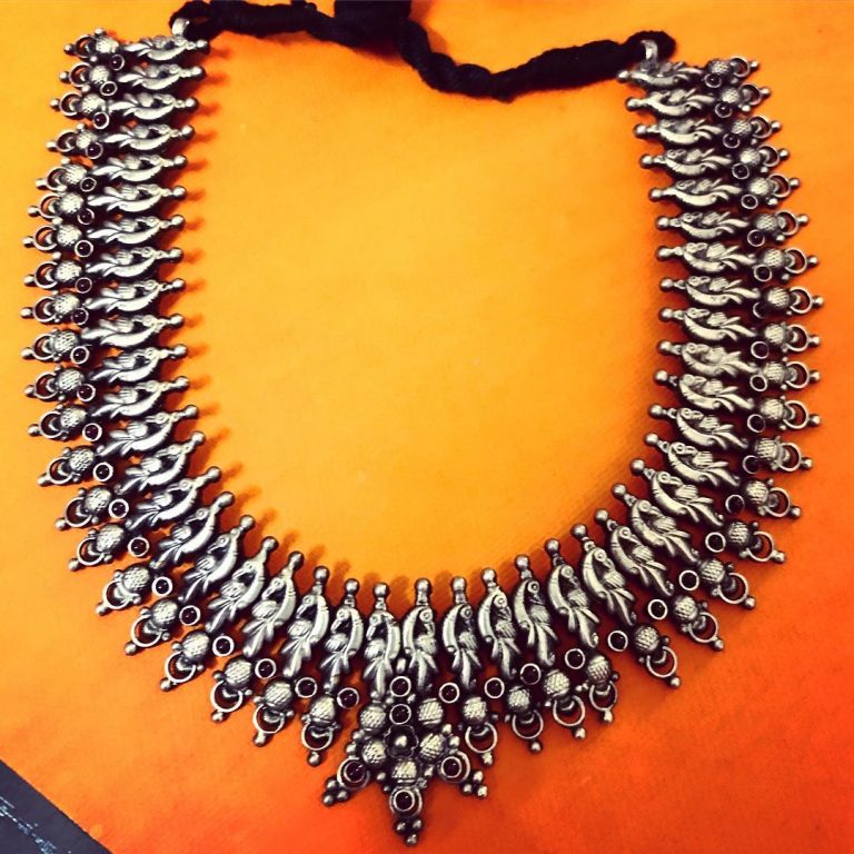 Silver Handmade Peacock Necklace From Rajatmaya