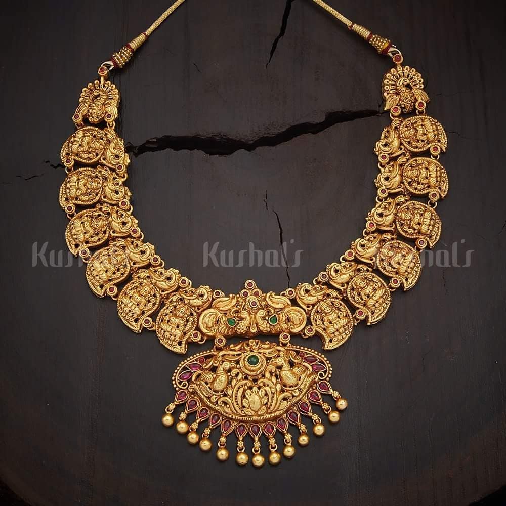 Tradtional Temple-Mango Necklace From Kushal Fashion Jewellery