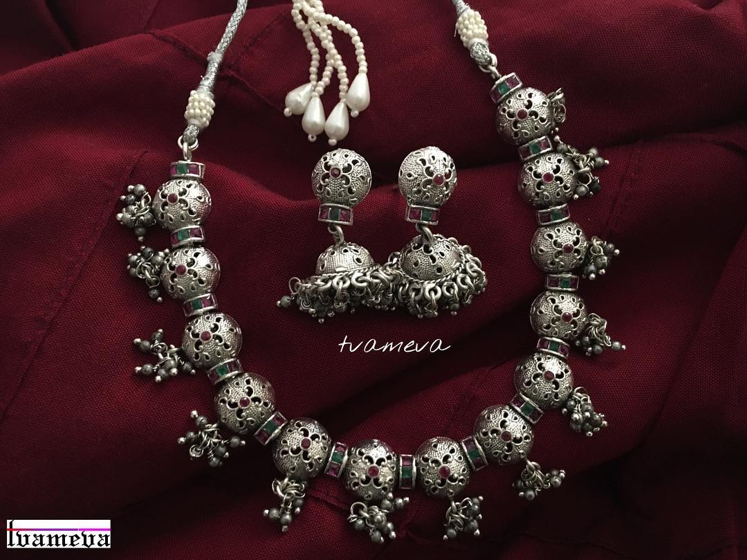 German Silver Necklace Set From Tvameva