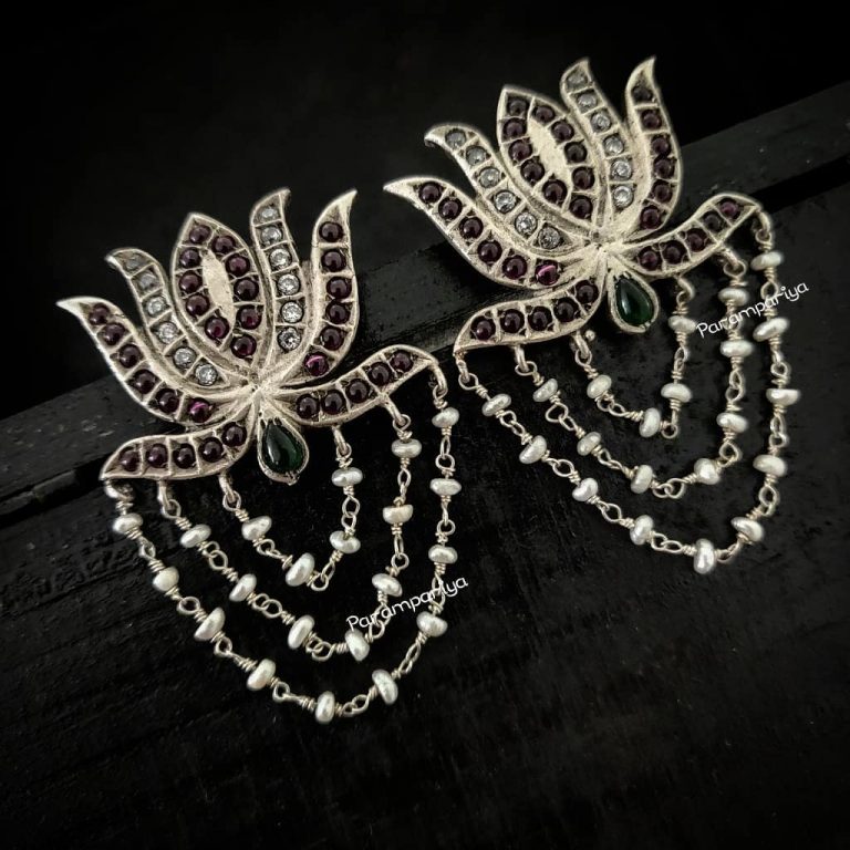 Lovely Lotus Pearl Dangler From Parampariya