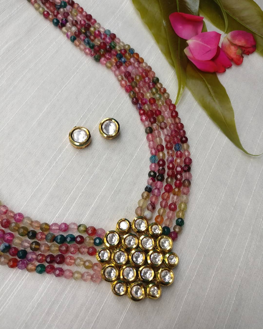 Multicoulour Beads With Kundan Necklace From Rimli Boutique
