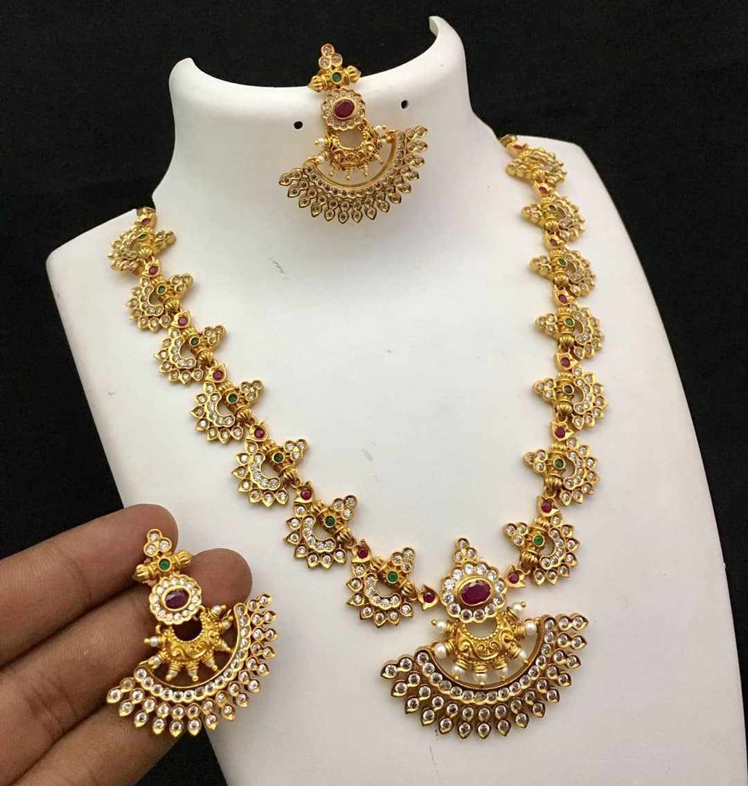 Pretty Stone Long Necklace From Kruthika Jewellery