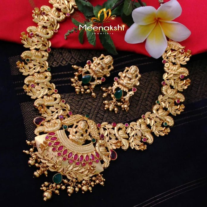 Traditional Necklace Set From Meenakshi Jewellers - South India Jewels