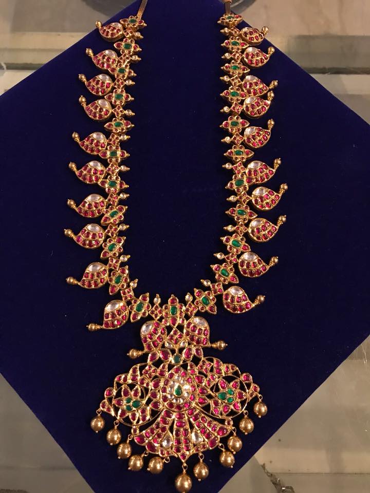 Traditional Ruby Mango Necklace From Shanthilal Jain Jewellers