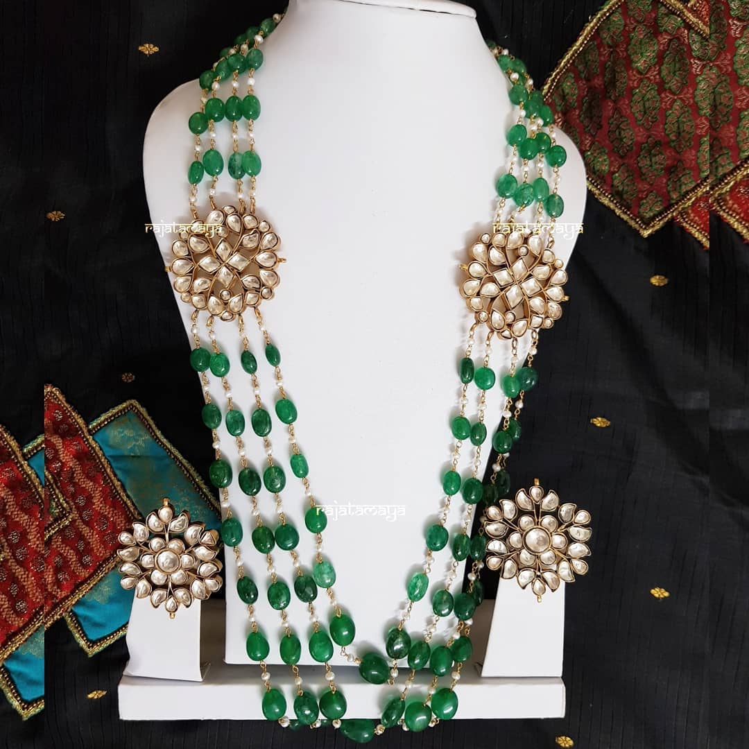Classic Green Beads Necklace From Rajatamaya